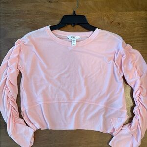 Athleta Light Pink Ruched Sleeve Sweatshirt